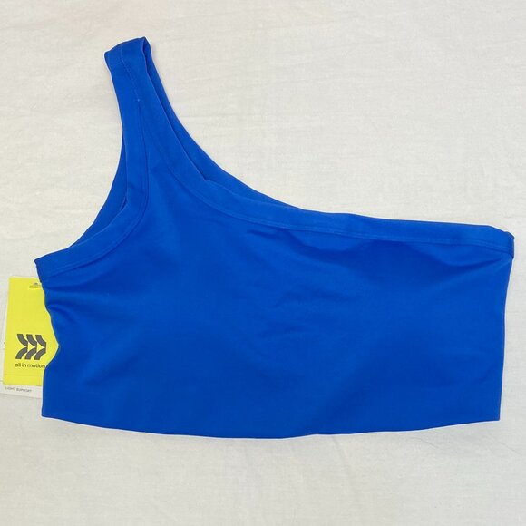 all in motion Other - All in Motion NWT Brushed Sculpt Light One Shoulder Asymmetrical Crop Bra Blue